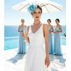 DRESHOW Fascinators Hat Tea Party Headwear Ribbons Feathers on a Headband and a Clip for Women(Light Blue)