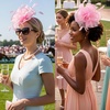 DRESHOW Fascinators Hat Tea Party Headwear Ribbons Feathers on a Headband and a Clip for Women(Light Pink)