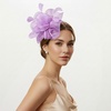 DRESHOW Fascinators Hat Tea Party Headwear Ribbons Feathers on a Headband and a Clip for Women(Light Purple)