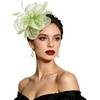 DRESHOW Fascinators Hat Tea Party Headwear Ribbons Feathers on a Headband and a Clip for Women(Pea Green)