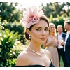 DRESHOW Fascinators Hat Tea Party Headwear Ribbons Feathers on a Headband and a Clip for Women(Pink)