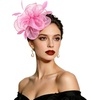 DRESHOW Fascinators Hat Tea Party Headwear Ribbons Feathers on a Headband and a Clip for Women(Pink a)