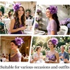 DRESHOW Fascinators Hat Tea Party Headwear Ribbons Feathers on a Headband and a Clip for Women(Purple)