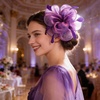 DRESHOW Fascinators Hat Tea Party Headwear Ribbons Feathers on a Headband and a Clip for Women(Purple)