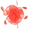 DRESHOW Fascinators Hat Tea Party Headwear Ribbons Feathers on a Headband and a Clip for Women(Red)