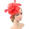 DRESHOW Fascinators Hat Tea Party Headwear Ribbons Feathers on a Headband and a Clip for Women(Red)