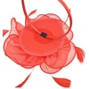 DRESHOW Fascinators Hat Tea Party Headwear Ribbons Feathers on a Headband and a Clip for Women(Red)