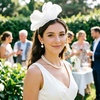 DRESHOW Fascinators Hat Tea Party Headwear Ribbons Feathers on a Headband and a Clip for Women(White)