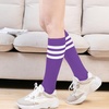 DRESHOW Women’s Knee High Socks Seamless Toe Stripe Tube Knee Socks 3 Pairs(3 Pairs Knee High: Purple)