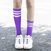 DRESHOW Women’s Knee High Socks Seamless Toe Stripe Tube Knee Socks 3 Pairs(3 Pairs Knee High: Purple)