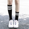 DRESHOW Women’s Knee High Socks Seamless Toe Stripe Tube Knee Socks 3 Pairs(3 Pairs Knee High: Red  Sapphire Blue  Black)