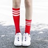 DRESHOW Women’s Knee High Socks Seamless Toe Stripe Tube Knee Socks 3 Pairs(3 Pairs Knee High: Red)