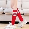 DRESHOW Women’s Knee High Socks Seamless Toe Stripe Tube Knee Socks 3 Pairs(3 Pairs Knee High: Red)