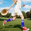 DRESHOW Women’s Knee High Socks Seamless Toe Stripe Tube Knee Socks 3 Pairs(3 Pairs Knee High: Sapphire Blue)