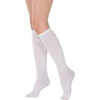 DRESHOW Women’s Knee High Socks Seamless Toe Stripe Tube Knee Socks 3 Pairs(3 Pairs Knee High Socks A: Pure White)