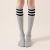 DRESHOW Women’s Knee High Socks Seamless Toe Stripe Tube Knee Socks 3 Pairs(3 Pairs Knee High Socks: Grey/Navy/Black)