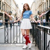 DRESHOW Women’s Knee High Socks Seamless Toe Stripe Tube Knee Socks 3 Pairs(3 Pairs Knee High Socks: White/Red/Black)