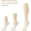 DRESHOW Women’s Knee High Socks Seamless Toe Stripe Tube Knee Socks 3 Pairs(3 Pairs Slouchy Socks: Beige  Light Camel  Black)