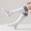DRESHOW Women’s Knee High Socks Seamless Toe Stripe Tube Knee Socks 3 Pairs(3 Pairs Striped Knee High: Black  White  Navy Blue)