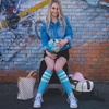 DRESHOW Women’s Knee High Socks Seamless Toe Stripe Tube Knee Socks 3 Pairs(3 Pairs Striped Knee High: Green  Blue  Orange)