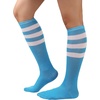 DRESHOW Women’s Knee High Socks Seamless Toe Stripe Tube Knee Socks 3 Pairs(3 Pairs Striped Knee High: Green  Blue  Orange)