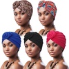 DRESHOW 5 Pack Knotted Headwraps for Women African Turban Pre-Knotted Beanie Headwraps Hair Covers(5 Pack Donuts: 2 Pcs Flower  Black  Royal Blue  Hot Pink)