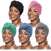 DRESHOW 5 Pack Knotted Headwraps for Women African Turban Pre-Knotted Beanie Headwraps Hair Covers(5 Pack Donuts: Blue  Lake Green  Pink  Grey  Black)