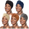 DRESHOW 5 Pack Knotted Headwraps for Women African Turban Pre-Knotted Beanie Headwraps Hair Covers(5 Pack Donuts: Dark Grey  Khaki  Dark Khaki  Navy Blue  Black)