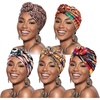 DRESHOW 5 Pack Knotted Headwraps for Women African Turban Pre-Knotted Beanie Headwraps Hair Covers(5 Pack Donuts: Flower Printed Ba)