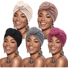 DRESHOW 5 Pack Knotted Headwraps for Women African Turban Pre-Knotted Beanie Headwraps Hair Covers(5 Pack Donuts: Ivory  Taupe  Black  Gray  Fuchsia)