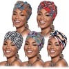 DRESHOW 5 Pack Knotted Headwraps for Women African Turban Pre-Knotted Beanie Headwraps Hair Covers(5 Pack Knotted Flower a)