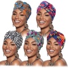 DRESHOW 5 Pack Knotted Headwraps for Women African Turban Pre-Knotted Beanie Headwraps Hair Covers(5 Pack Knotted: Ornate Fantasy)