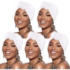 DRESHOW 5 Pack Knotted Headwraps for Women African Turban Pre-Knotted Beanie Headwraps Hair Covers(5 Pack Knotted: White)