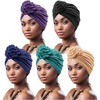 DRESHOW 5 Pack Knotted Headwraps for Women African Turban Pre-Knotted Beanie Headwraps Hair Covers(5 Pcs Donut Flower: Gorgeous a)