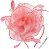 DRESHOW Fascinators Hat Tea Party Headwear Ribbons Feathers on a Headband and a Clip for Women(1 Pc: Coral Pink)