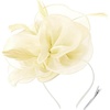 DRESHOW Fascinators Hat Tea Party Headwear Ribbons Feathers on a Headband and a Clip for Women(Beige)