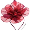 DRESHOW Fascinators Hat Tea Party Headwear Ribbons Feathers on a Headband and a Clip for Women(Burgundy)