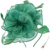 DRESHOW Fascinators Hat Tea Party Headwear Ribbons Feathers on a Headband and a Clip for Women(Dark Green)