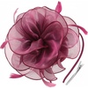 DRESHOW Fascinators Hat Tea Party Headwear Ribbons Feathers on a Headband and a Clip for Women(Deep Purple)