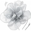 DRESHOW Fascinators Hat Tea Party Headwear Ribbons Feathers on a Headband and a Clip for Women(Gray)