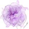 DRESHOW Fascinators Hat Tea Party Headwear Ribbons Feathers on a Headband and a Clip for Women(Light Purple)