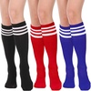 3 Pairs Knee High: Red  Sapphire Blue  Black