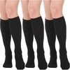 image:imageDRESHOW Womens Knee High Socks Seamless Toe Stripe Tube Knee Socks 3 Pairs3 Pairs Knee High Socks Black