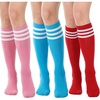 3 Pairs Knee High Socks: Pink/Red/Blue
