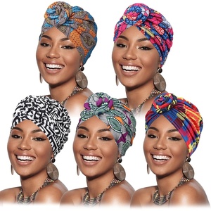 DRESHOW 5 Pack Knotted Headwraps for Women African Turban Pre-Knotted Beanie Headwraps Hair Covers(5 Pack Knotted: Ornate Fantasy)