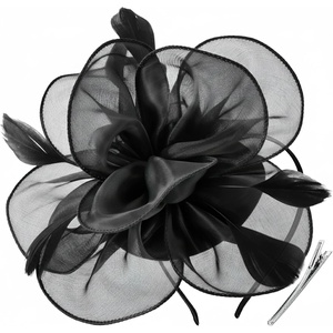 DRESHOW Fascinators Hat Tea Party Headwear Ribbons Feathers on a Headband and a Clip for Women(Black)