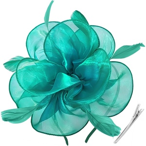 DRESHOW Fascinators Hat Tea Party Headwear Ribbons Feathers on a Headband and a Clip for Women(Green)