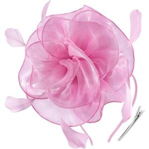 DRESHOW Fascinators Hat Tea Party Headwear Ribbons Feathers on a Headband and a Clip for Women(Taro Purple)