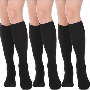 DRESHOW Women’s Knee High Socks Seamless Toe Stripe Tube Knee Socks 3 Pairs(3 Pairs Knee High Socks: Black)