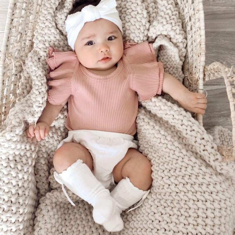 image:imageBQUBO Baby Knee High Sock Newborn Toddler Kids Girl Dress Socks Baby Knit Stocking Cotton Infant Bow Socks for 07 Years5 Pairs Plain White